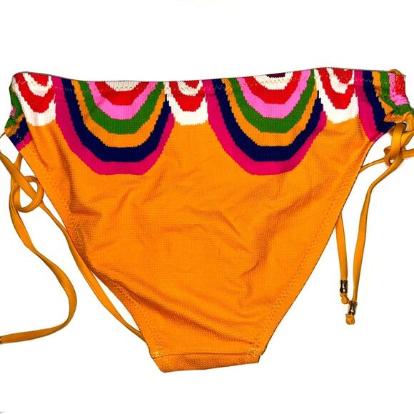 NWT Trina Turk Rainbow Swirl Tie Hipster Bikini Bottom in Mango Orange US12 - Picture 4 of 6